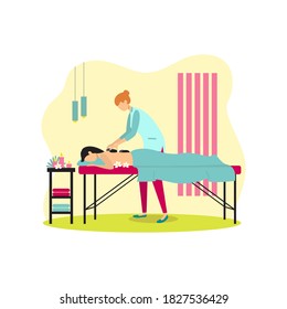 Beauty service. Spa. Beauty procedure. Massage. Vector. Color illustration. Flat design.