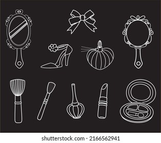 Beauty set and cosmetics packaging icons vector collection