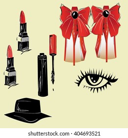 Beauty set Vector illustration