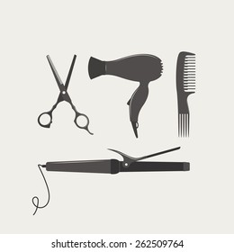 Beauty shop, barber shop, tools 