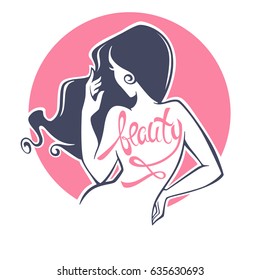 beauty shop, spa and hairstyle salon logo and emblem with Beauty lettering