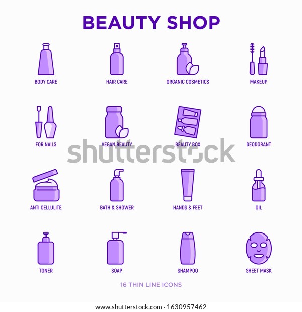 Beauty Shop Thin Line Icons Set 스톡 벡터(로열티 프리) 1630957462