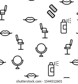 Beauty Shop Vector Seamless Pattern Thin Line Illustration