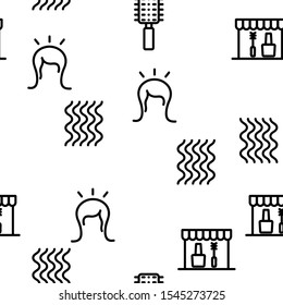 Beauty Shop Vector Seamless Pattern Thin Line Illustration