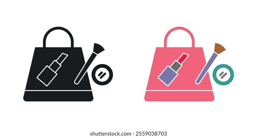 Beauty shopping icons in black and colored version