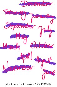 Beauty simple colourful months text - vector illustration.