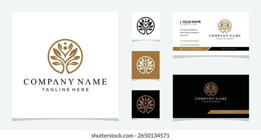 beauty of simple flower leaves, Logo design inspiration for cosmetics, yoga, and spa.