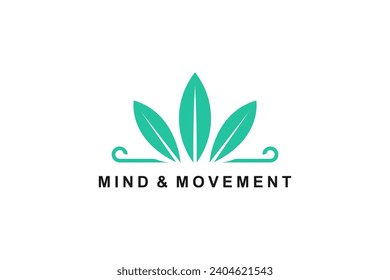 Beauty skin care clinic logo and spa yoga studio identity vector illustration, leaf crown shape.