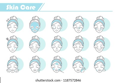 Beauty Skin Care Icon set -  Simple Line Series