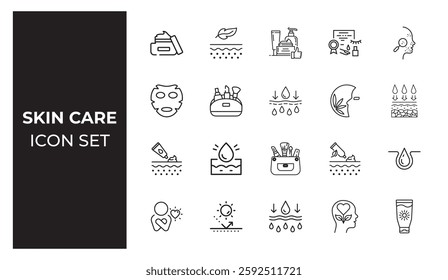 Beauty and skin care icon set 