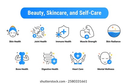 Beauty, Skincare, and Self-Care: Skin Health, Skin Radiance, Heart Care, Mental Wellness, Digestive, Joint Health, Immune, Bone, Muscle Strength.