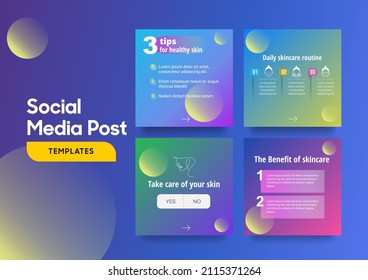 Beauty Skincare Social Media Post Template With A Cool Topography Design Element And Trendy Gradient Colors.