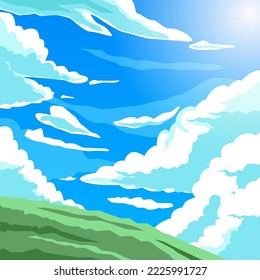 beauty sky background nature landscape illustration space scenery panorama from hill