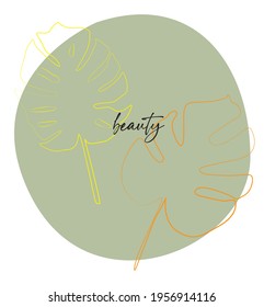 beauty slogan with leafs. elegant luxury tee print