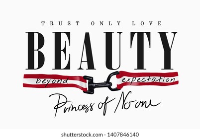 beauty slogan with stripe secure belt illustration