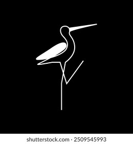 Vector de diseño de logotipo de pájaro de arte de línea de garceta nevada de belleza