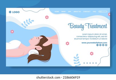 Beauty Social Media Landing Page Template Flat Cartoon Background Vector Illustration