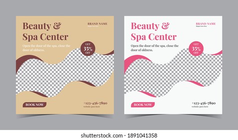 Beauty and Spa Center poster, Spa social media post and flyer