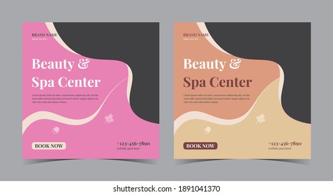 Beauty and Spa Center poster, Spa social media post and flyer