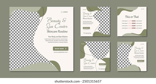 Beauty-und Spa-Center-Produkte Hautpflege Social Media Post Banner Design Square Banner Sammlung Makeup Salon Square Flyer Template Design