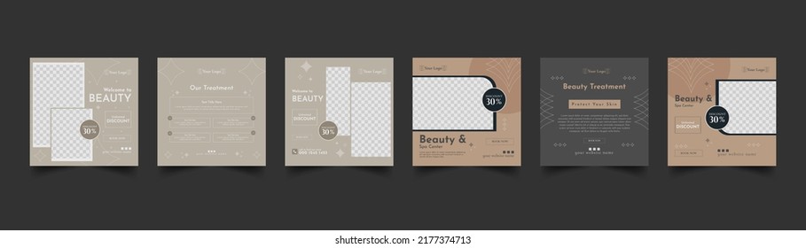 
beauty and spa center salon social media post design template. editable with skin care banner 