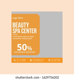 Beauty spa center social post banner template - vector