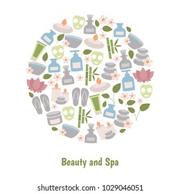 Beauty and spa design concept. Background with spa icons.