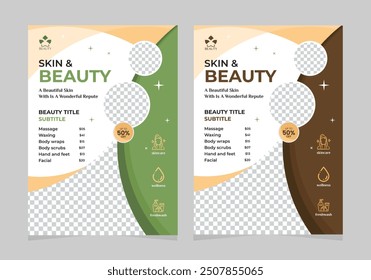 Beauty and spa flyer design template. spa center poster with treatment or relaxing premium style layout design