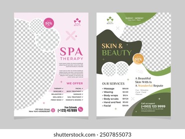 Beauty and spa flyer design template. spa center poster with treatment or relaxing premium style layout design