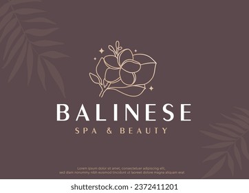 Beauty Spa with frangipani flower luxury logo