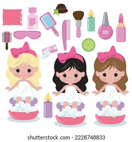 Beauty spa girl vector cartoon illustration