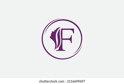Beauty spa and hair art, logo and symbol design with alphabet F