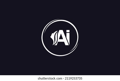 Beauty spa and hair art, logo and symbol design with alphabet AI and letters