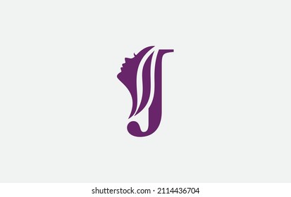 Beauty spa and hair logo, art and symbol design with alphabet J