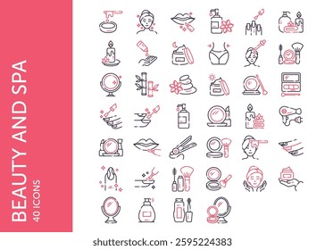 Beauty and Spa icon pack. Set icon design