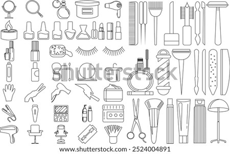 Beauty and Spa icon set for logo and T-Shirt. Thin line art editable stroke.