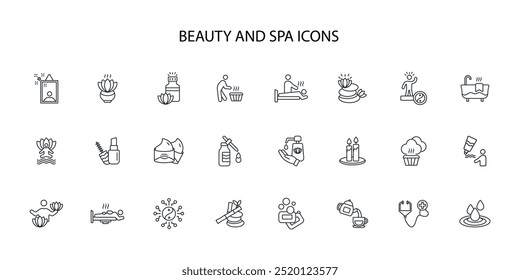 beauty and spa icon set.vector.Editable stroke.linear style sign for use web design,logo.Symbol illustration.