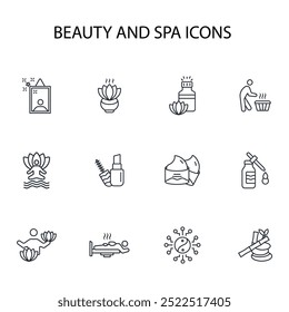 beauty and spa icon set.vector.Editable stroke.linear style sign for use web design,logo.Symbol illustration.