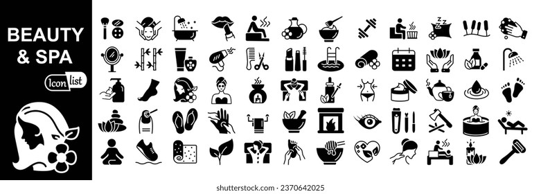 Beauty and Spa icons set. Cosmetics services and Spa icons for web and mobile app. Vector illustration