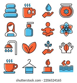 Beauty and Spa Icons Set on White Background. Vector