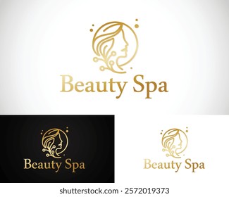 beauty spa logo creative design concept salon nature leave yoga health mind