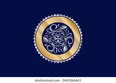 Beauty spa logo design botanical floral pattern mandala label golden luxury illustration rounded frame.