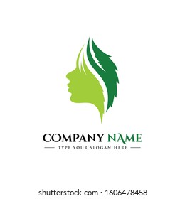 beauty spa logo design template-vector. Beautiful silhouette hair girl, salon logo