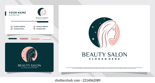 Beauty spa logo design for woman salon with creative element and business card template