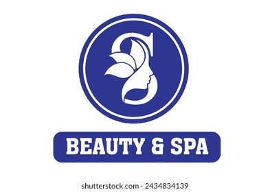 Schönheit und SPA-Logo Mädchen Gesicht mit S-Brief Design Vorlage