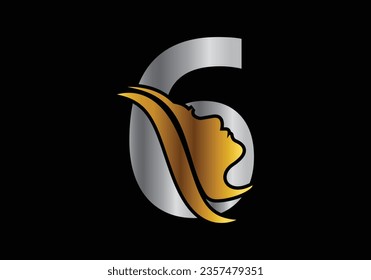 Beauty Spa Logo On Letter 6 Vector Template