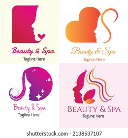 Beauty and Spa logo set vector illustration with dummy text on white background.