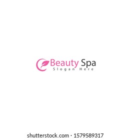 beauty spa logo with the shape of a leaf in a circle like a beautiful sickle that makes this design unique, modern, simple.