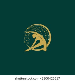 Beauty Spa Logotype. Woman girl abstract doing gymnastics exercise icon. Fitness sport gym Logo Elegant design vector template.