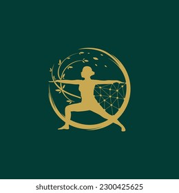 Beauty Spa Logotype. Woman girl abstract doing gymnastics exercise icon. Fitness sport gym Logo Elegant design vector template.